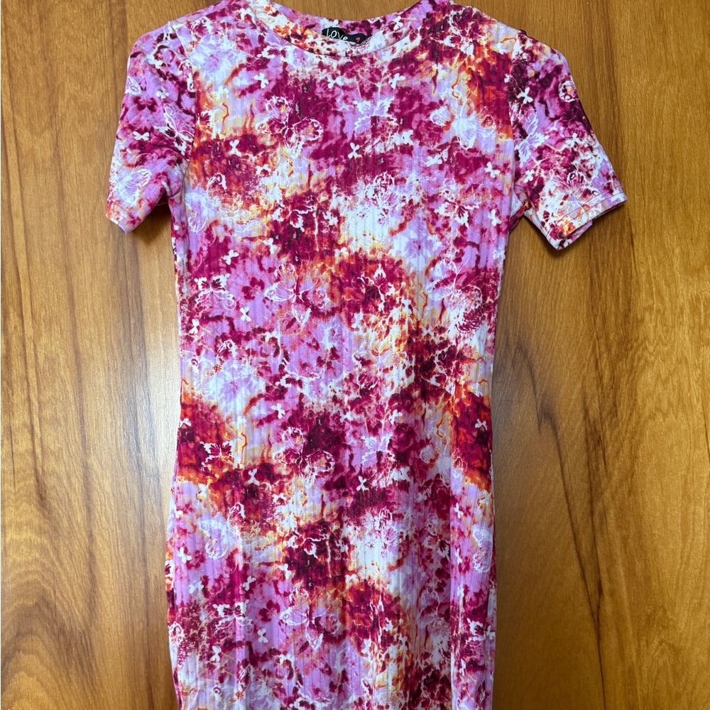 Love Brand Pink and Red Floral Mini Dress